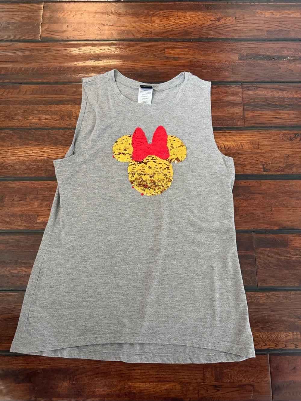Disney Gray Tank with Reversible Sequin Minnie Accent